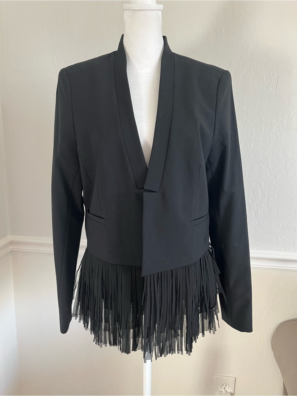NWT Banana Republic Black Fringe-Trim Women's Blazer